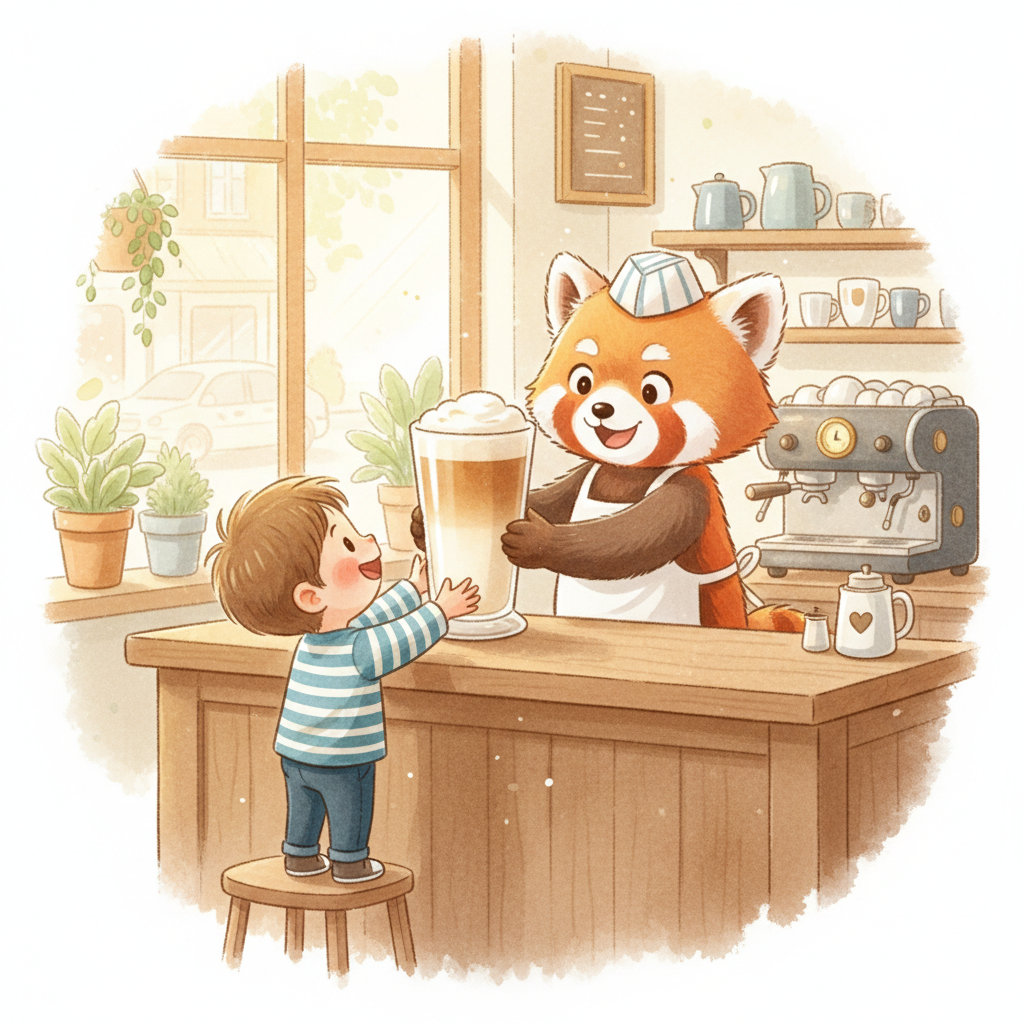 Illustration for: I would like a large latte, please.